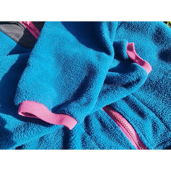 Sequel Vintage Womens Fleece Full Zip Size Small Blue Pink Jacket Sweater Pocket - Picture 5 of 7